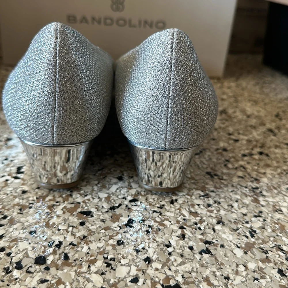 Bandolino Silver Sparkle Peep-Toe Wedge Pumps